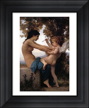 Framed Girl Defending Herself Against Love Print