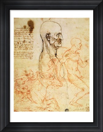 Framed Torso of a Man in Profile, the Head Squared for Proportion Print