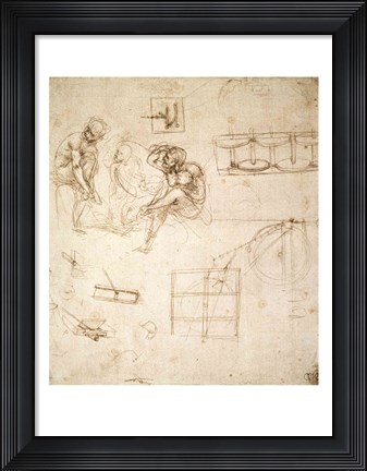 Framed Studies of Figures and of Machinery Print