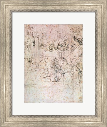 Framed Composition sketch for The Adoration of the Magi, 1481 Print