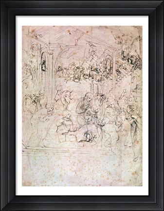 Framed Composition sketch for The Adoration of the Magi, 1481 Print