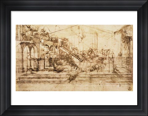 Framed Perspective Study for the Background of The Adoration of the Magi Print