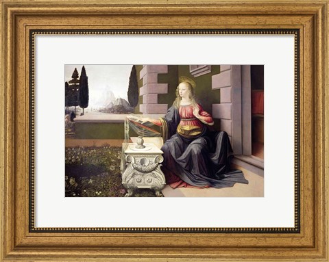 Framed Virgin Mary, from the Annunciation, 1472-75 Print