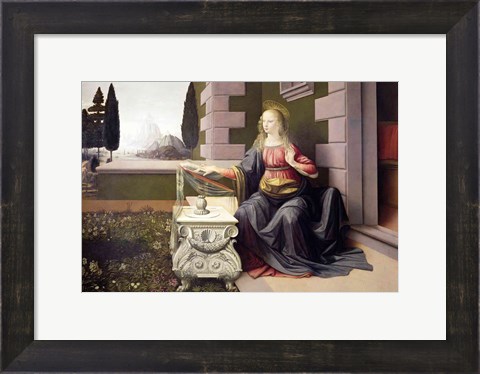 Framed Virgin Mary, from the Annunciation, 1472-75 Print