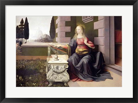 Framed Virgin Mary, from the Annunciation, 1472-75 Print