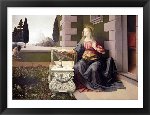 Framed Virgin Mary, from the Annunciation, 1472-75 Print