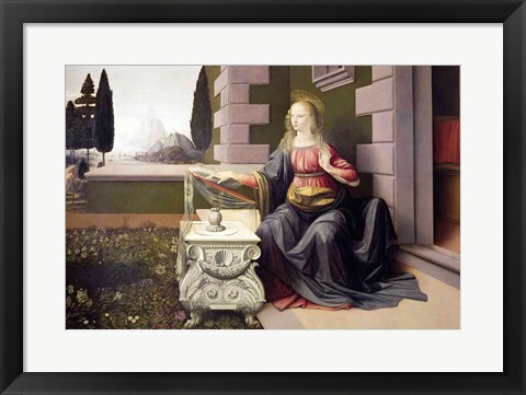 Framed Virgin Mary, from the Annunciation, 1472-75 Print