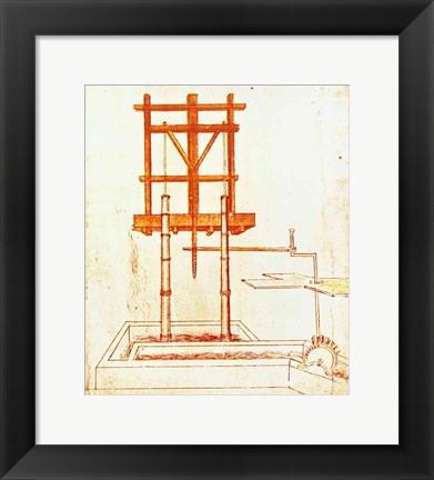 Framed Hydraulic Water Pump for a Fountain Print