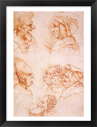 Framed Seven Studies of Grotesque Faces Print