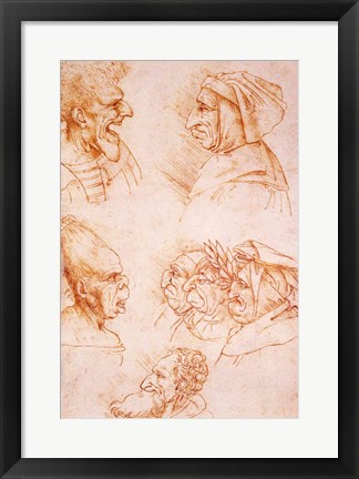 Framed Seven Studies of Grotesque Faces Print