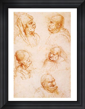 Framed Five Studies of Grotesque Faces Print