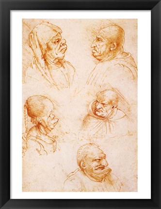 Framed Five Studies of Grotesque Faces Print