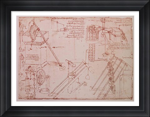 Framed Studies of Hydraulic Devices Print