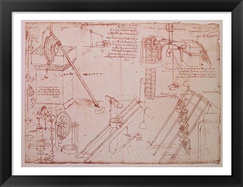 Framed Studies of Hydraulic Devices Print