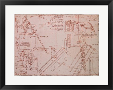 Framed Studies of Hydraulic Devices Print