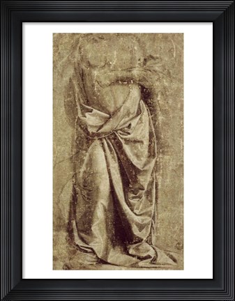 Framed Drapery Study for a Standing Figure Seen from the Front Print