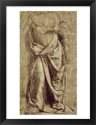 Framed Drapery Study for a Standing Figure Seen from the Front Print
