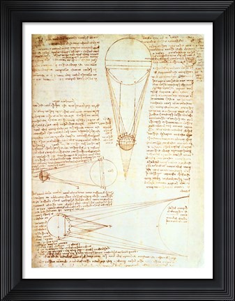 Framed Studies of the Illumination of the Moon 1r from Codex Leicester Print