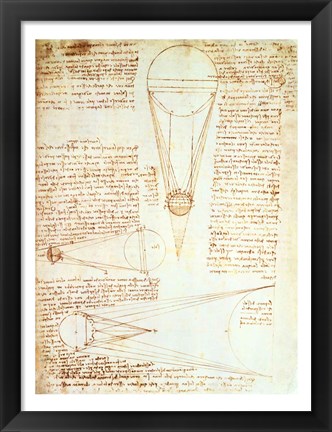 Framed Studies of the Illumination of the Moon 1r from Codex Leicester Print