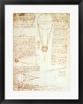 Framed Studies of the Illumination of the Moon 1r from Codex Leicester Print