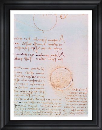 Framed Detail from Study of the Illumination of the Moon 2r from Codex Leicester Print