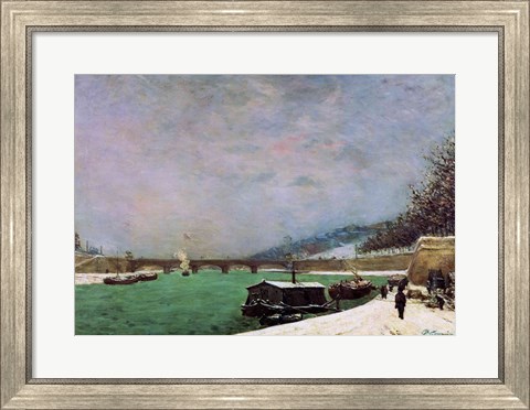 Framed Seine at the Pont d&#39;Iena, Winter, 1875 Print