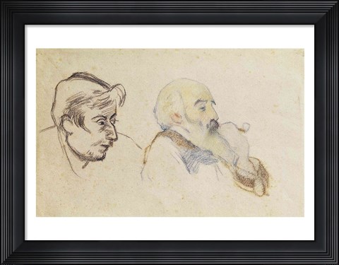 Framed Portrait of Pissarro by Gauguin and Portrait of Gauguin by Pissarro Print