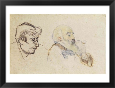 Framed Portrait of Pissarro by Gauguin and Portrait of Gauguin by Pissarro Print