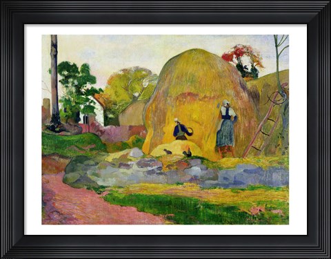 Framed Yellow Haystacks, 1889 Print