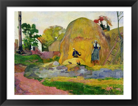 Framed Yellow Haystacks, 1889 Print