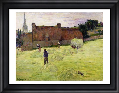 Framed Haymaking in Brittany, 1888 Print