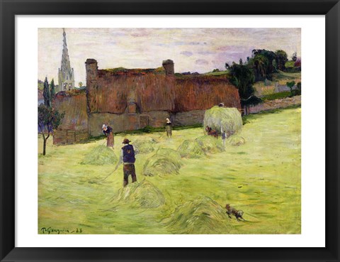 Framed Haymaking in Brittany, 1888 Print