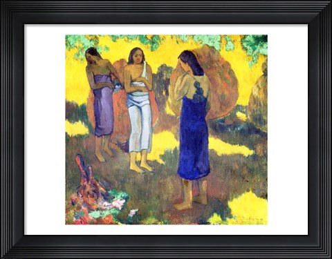 Framed Three Tahitian Women against a Yellow Background, 1899 Print