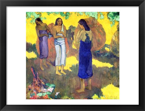 Framed Three Tahitian Women against a Yellow Background, 1899 Print