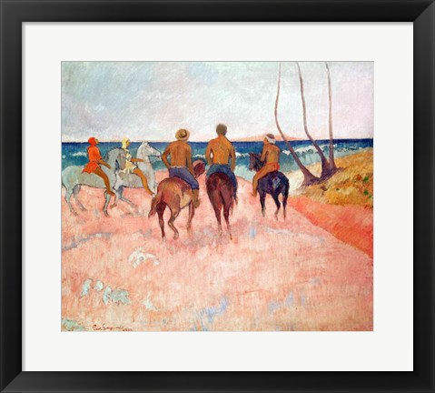 Framed Horseman on the Beach Print