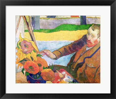 Framed Van Gogh painting Sunflowers, 1888 Print