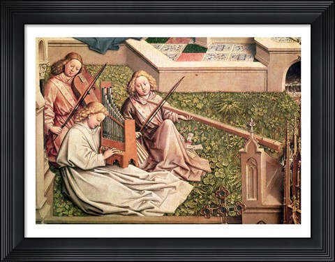 Framed Fountain of Grace, detail of three angel musicians Print