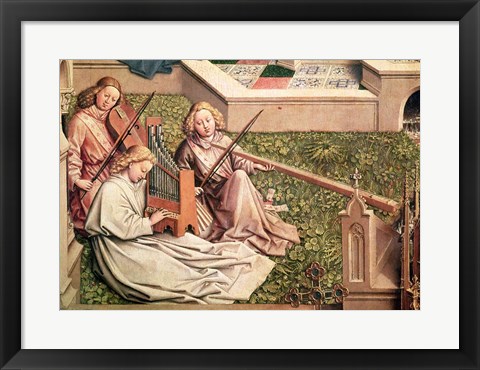 Framed Fountain of Grace, detail of three angel musicians Print