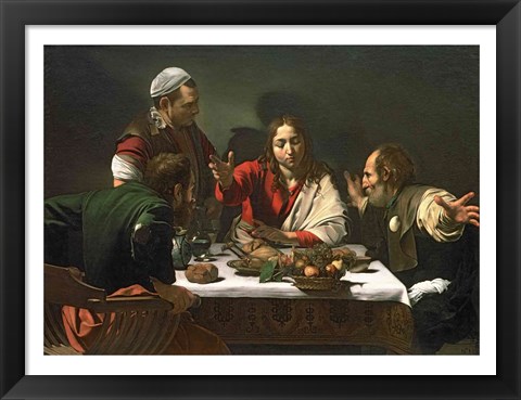 Framed Supper at Emmaus, 1601 Print