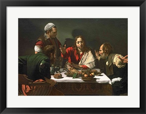 Framed Supper at Emmaus, 1601 Print