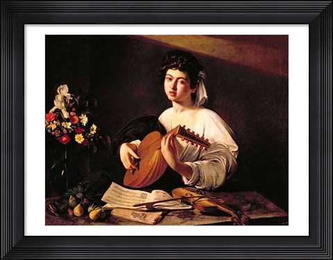 Framed Lute Player, c.1595 Print
