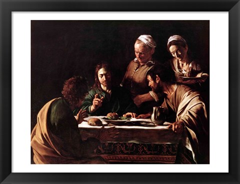 Framed Supper at Emmaus, 1606 Print