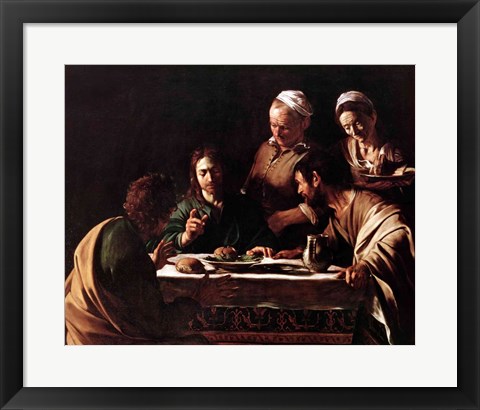 Framed Supper at Emmaus, 1606 Print