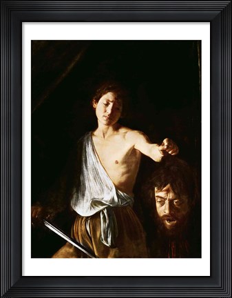 Framed David with the Head of Goliath, 1606 Print