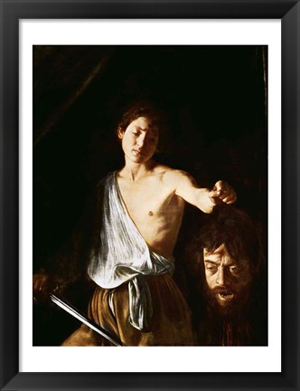 Framed David with the Head of Goliath, 1606 Print