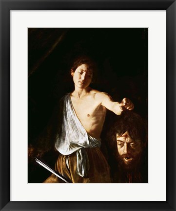 Framed David with the Head of Goliath, 1606 Print