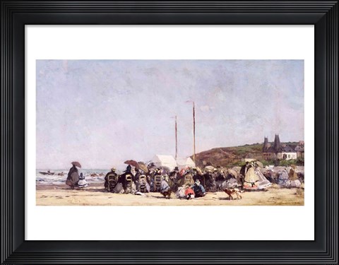 Framed Beach at Trouville, 1864 Print