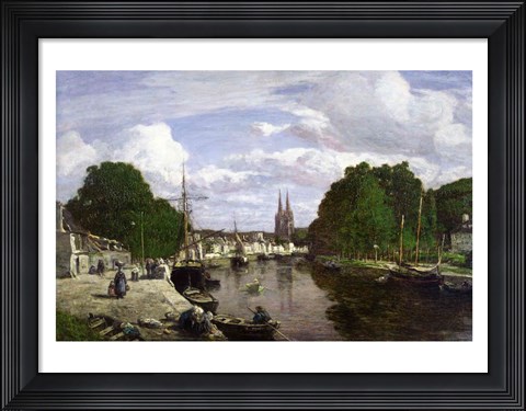 Framed Port at Quimper, 1857 Print