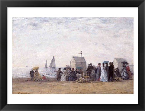 Framed Beach at Trouville, 1867 Print