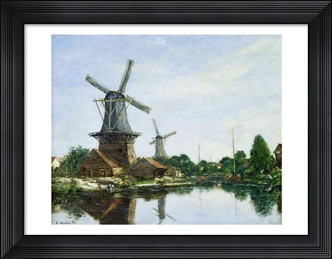 Framed Dutch Windmills, 1884 Print